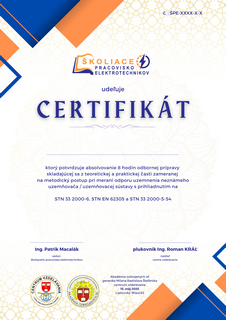 Certifikát uzemňovanie